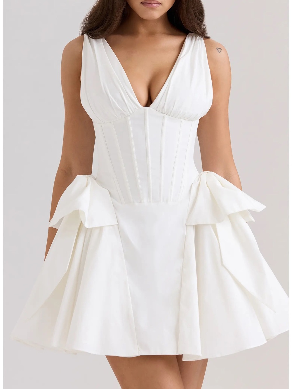 HOUSE OF CB Amalia Twin Bow Cotton Mini Dress